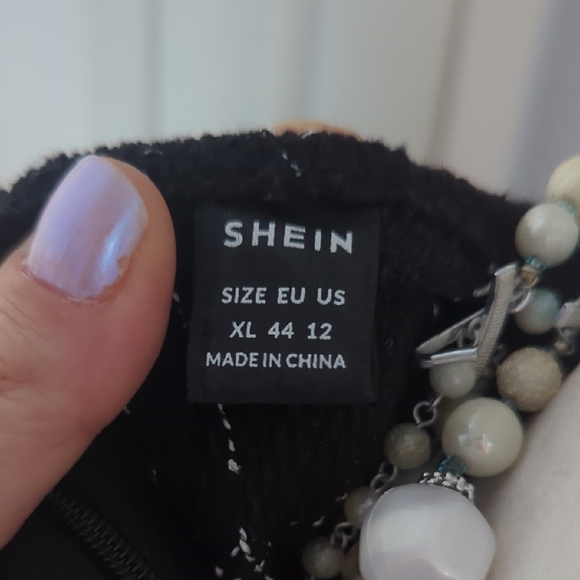 SHEIN Elegant Black and White Tweed Midi Dress - Picture 10 of 12